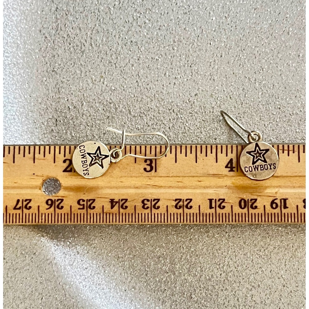Sterling Silver Dallas Cowboys NFL Football Team Texas Star Stamped Earrings-New - Picture 8 of 10